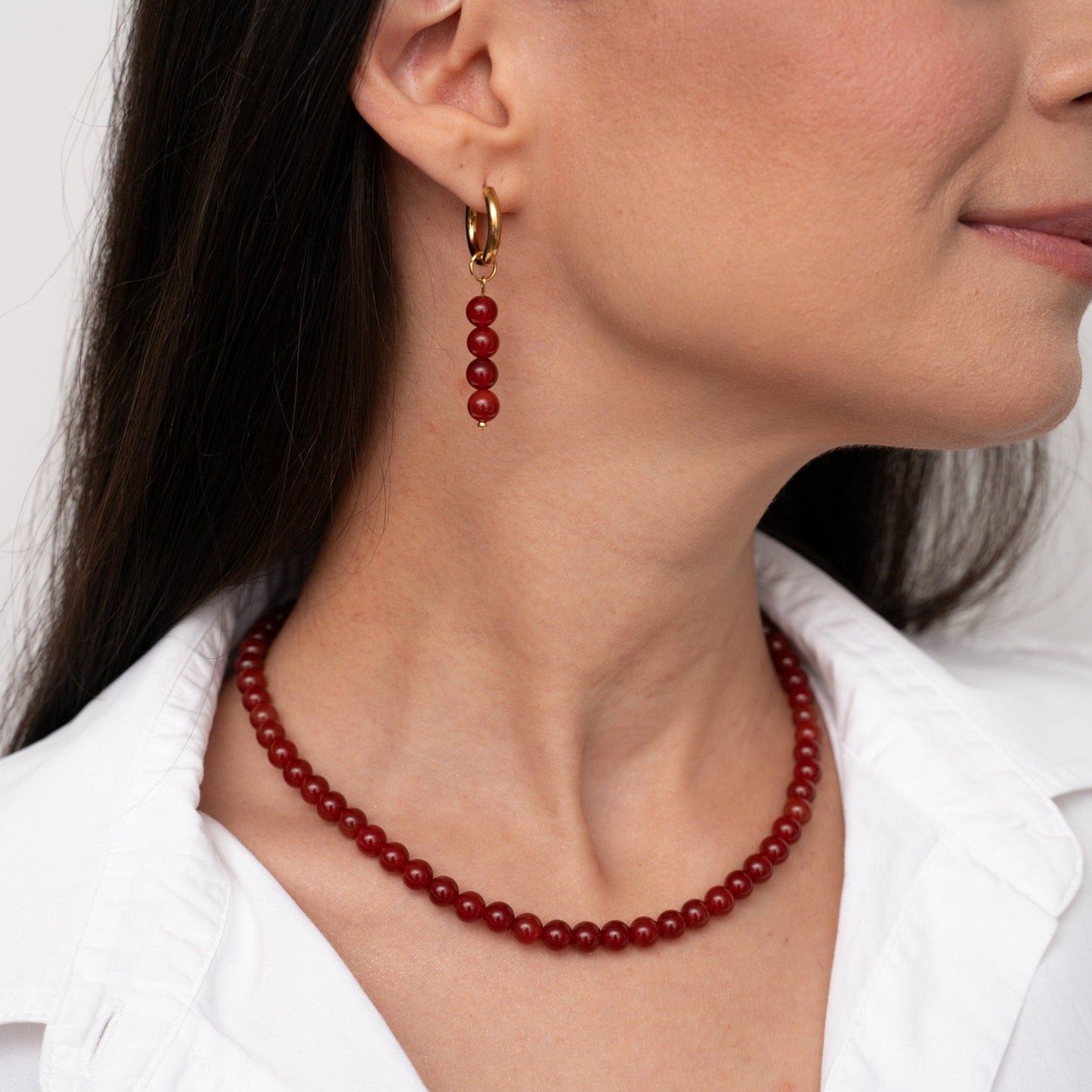 CARMEN Red Carnelian Beaded Necklace