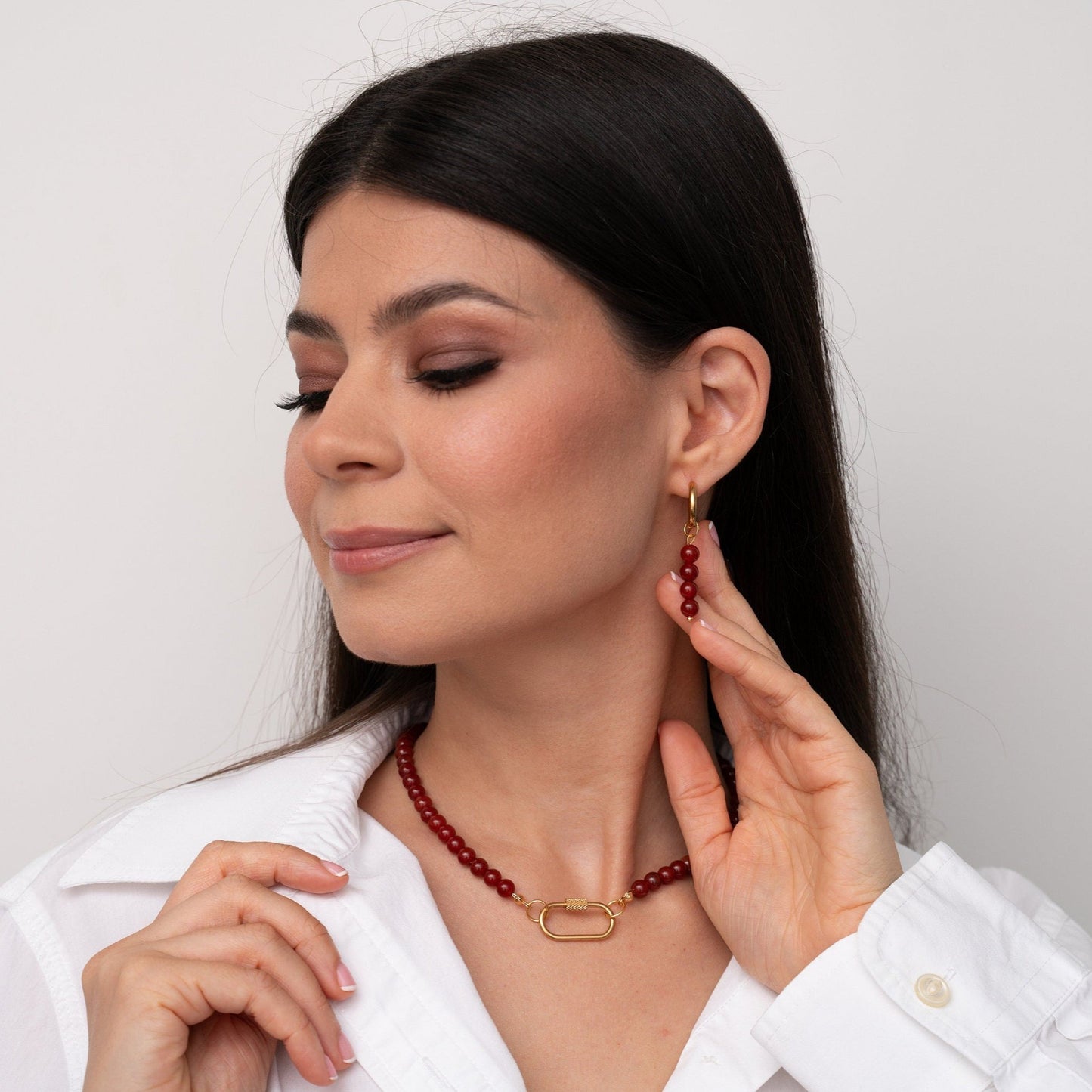 CARMEN Red Carnelian Beaded Necklace