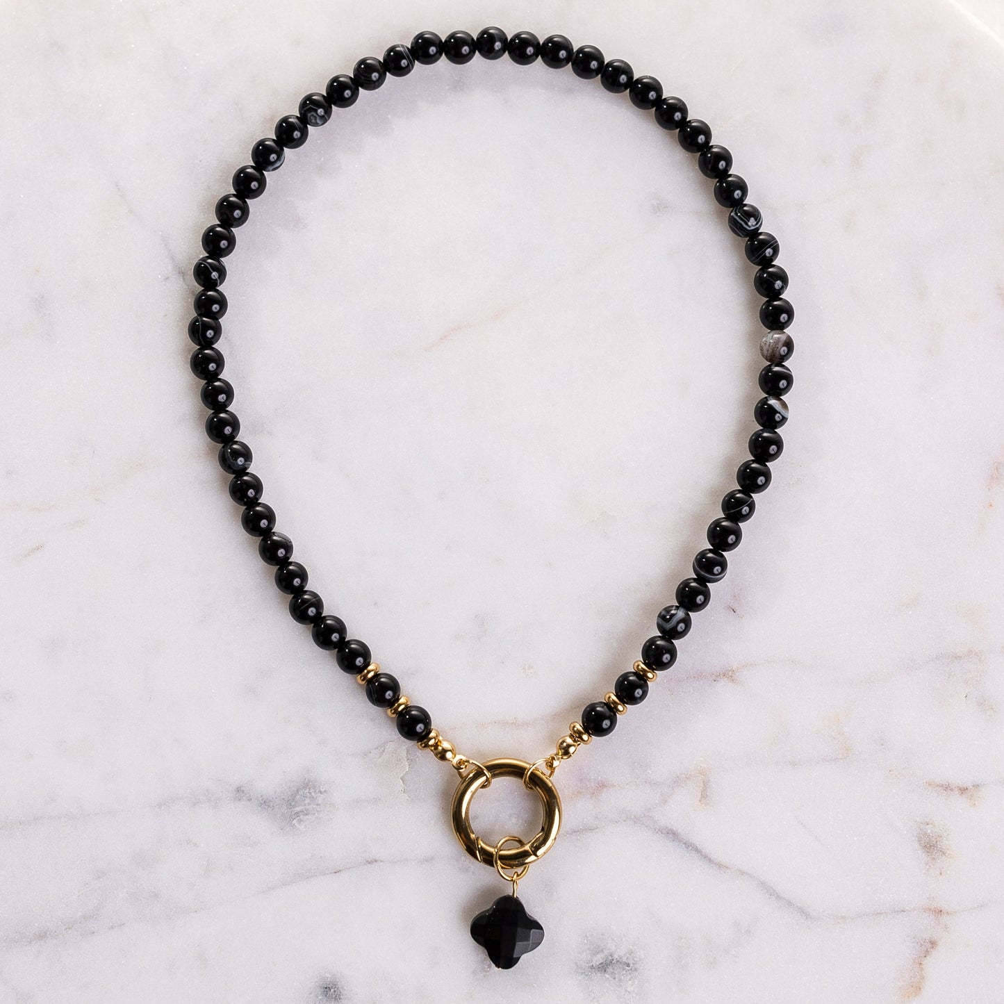 CAPRICORN Black Obsidian Beaded Necklace