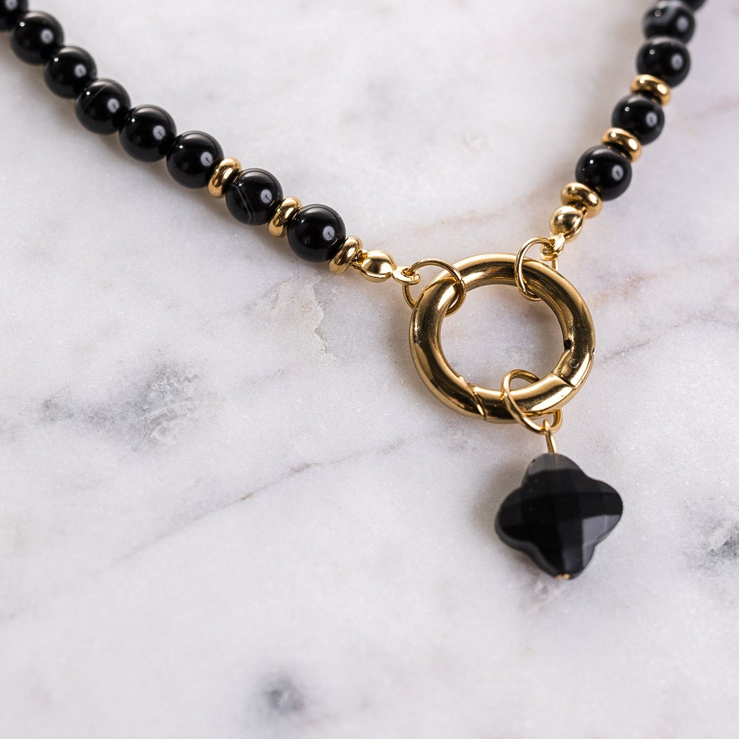 CAPRICORN Black Obsidian Beaded Necklace