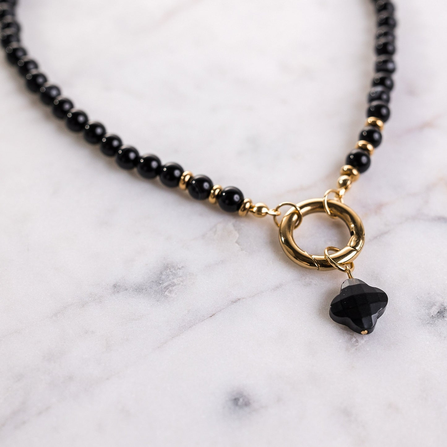CAPRICORN Black Obsidian Beaded Necklace