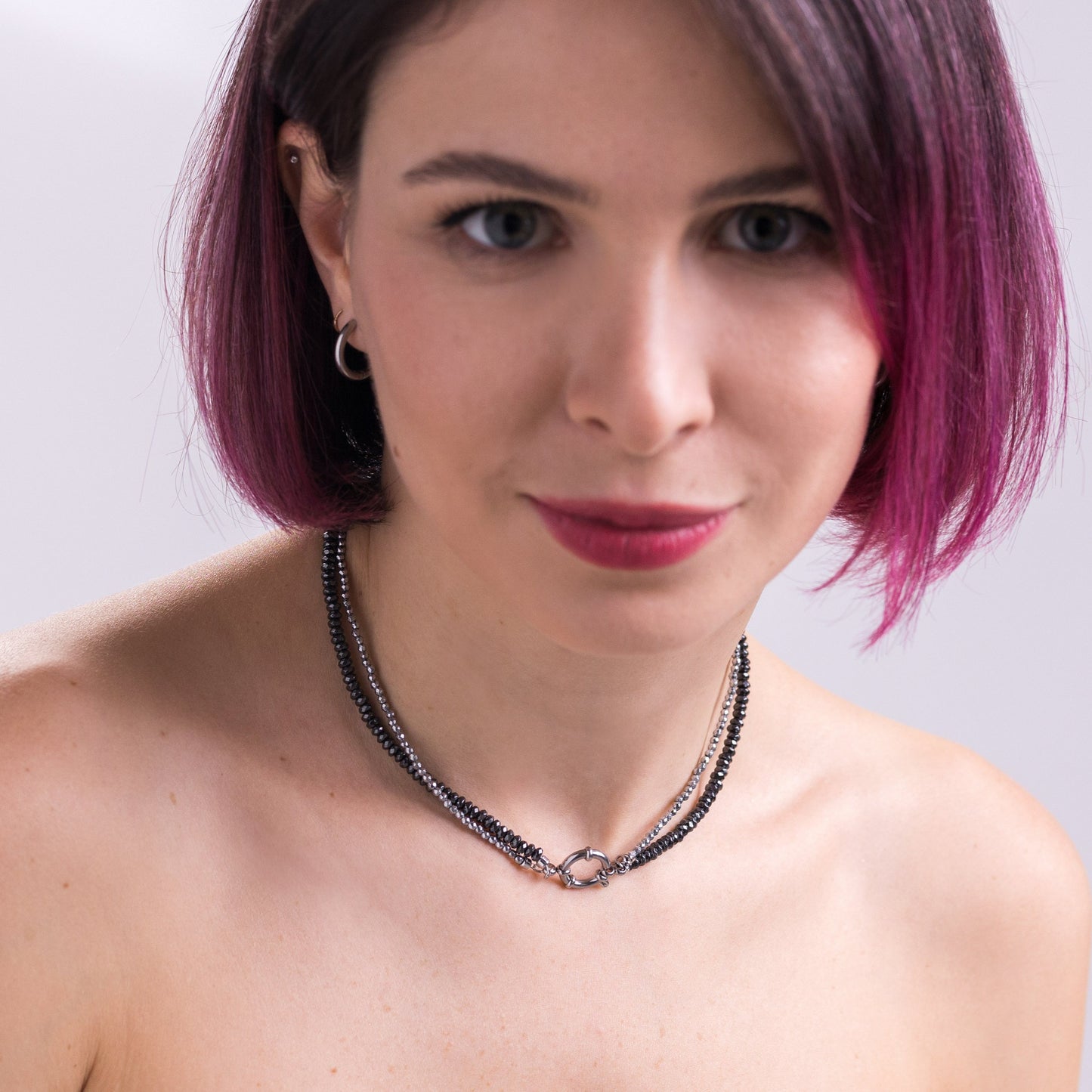ISA 4 mm 2 mm Faceted Hematite Necklace