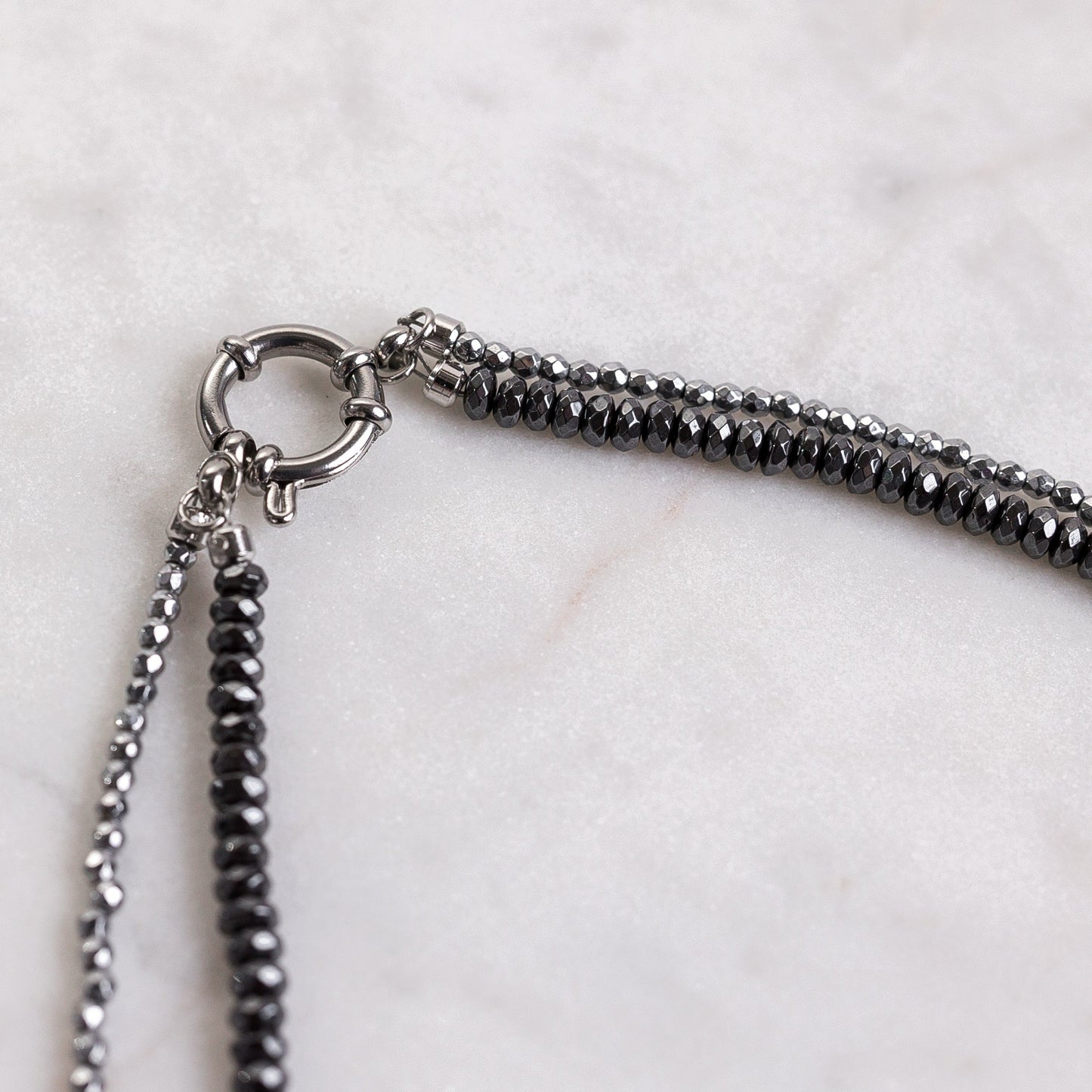ISA 4 mm 2 mm Faceted Hematite Necklace