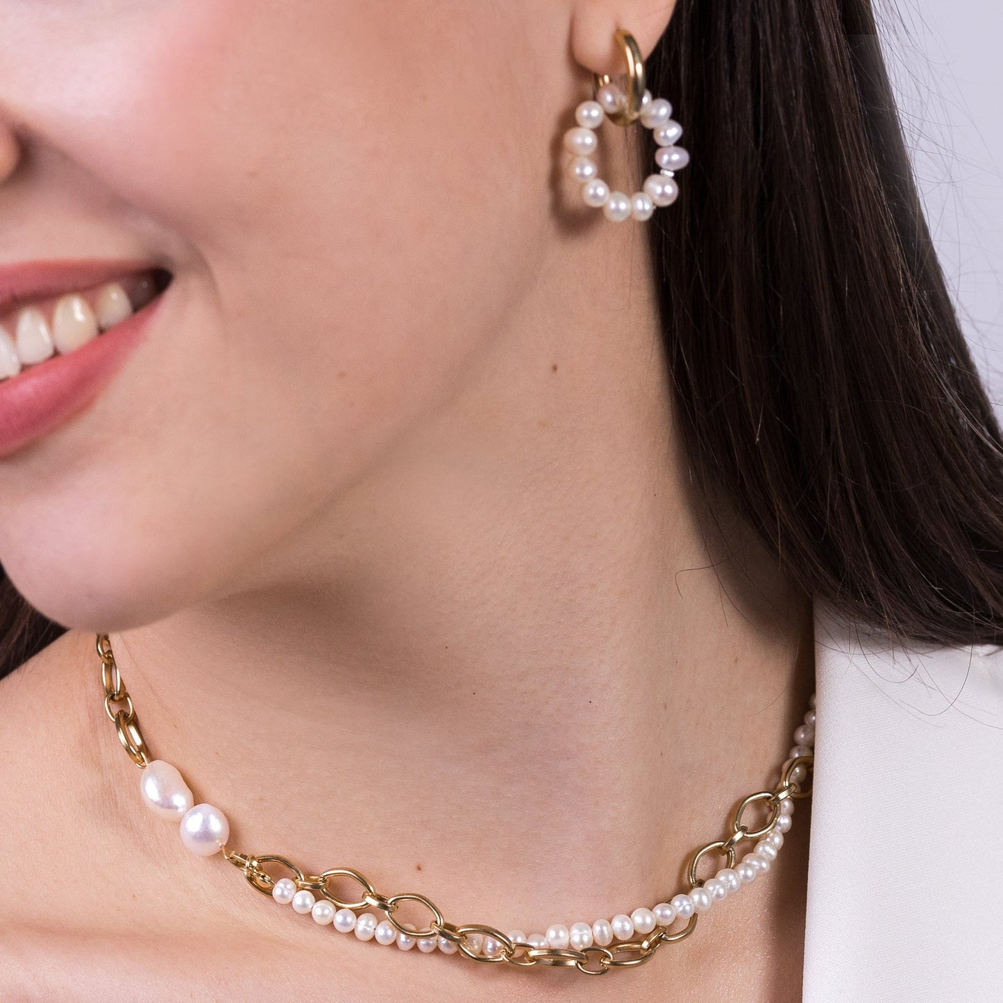 OLIVIA Half Chain Half Pearl Necklace