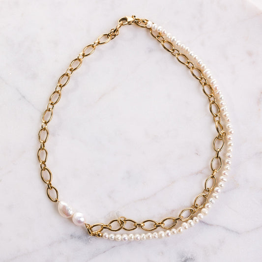 OLIVIA Half Chain Half Pearl Necklace