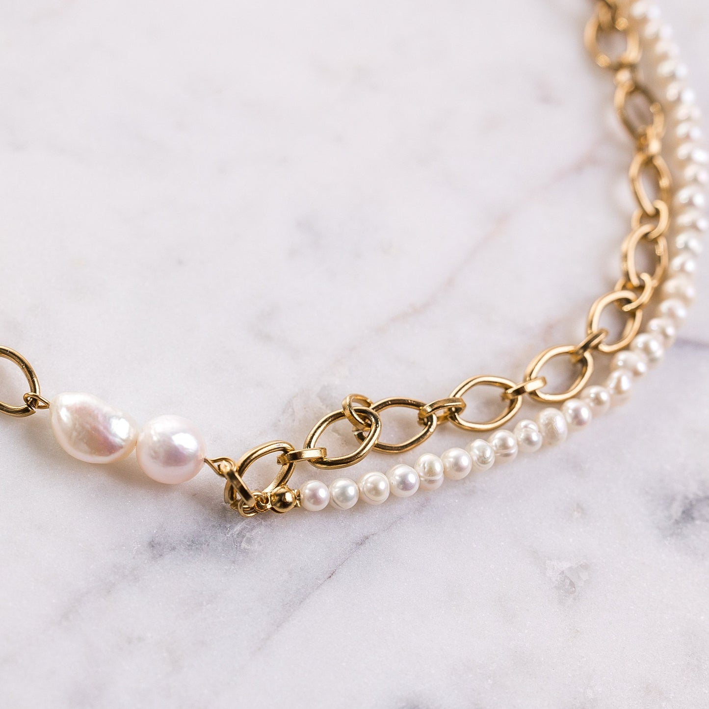 OLIVIA Half Chain Half Pearl Necklace
