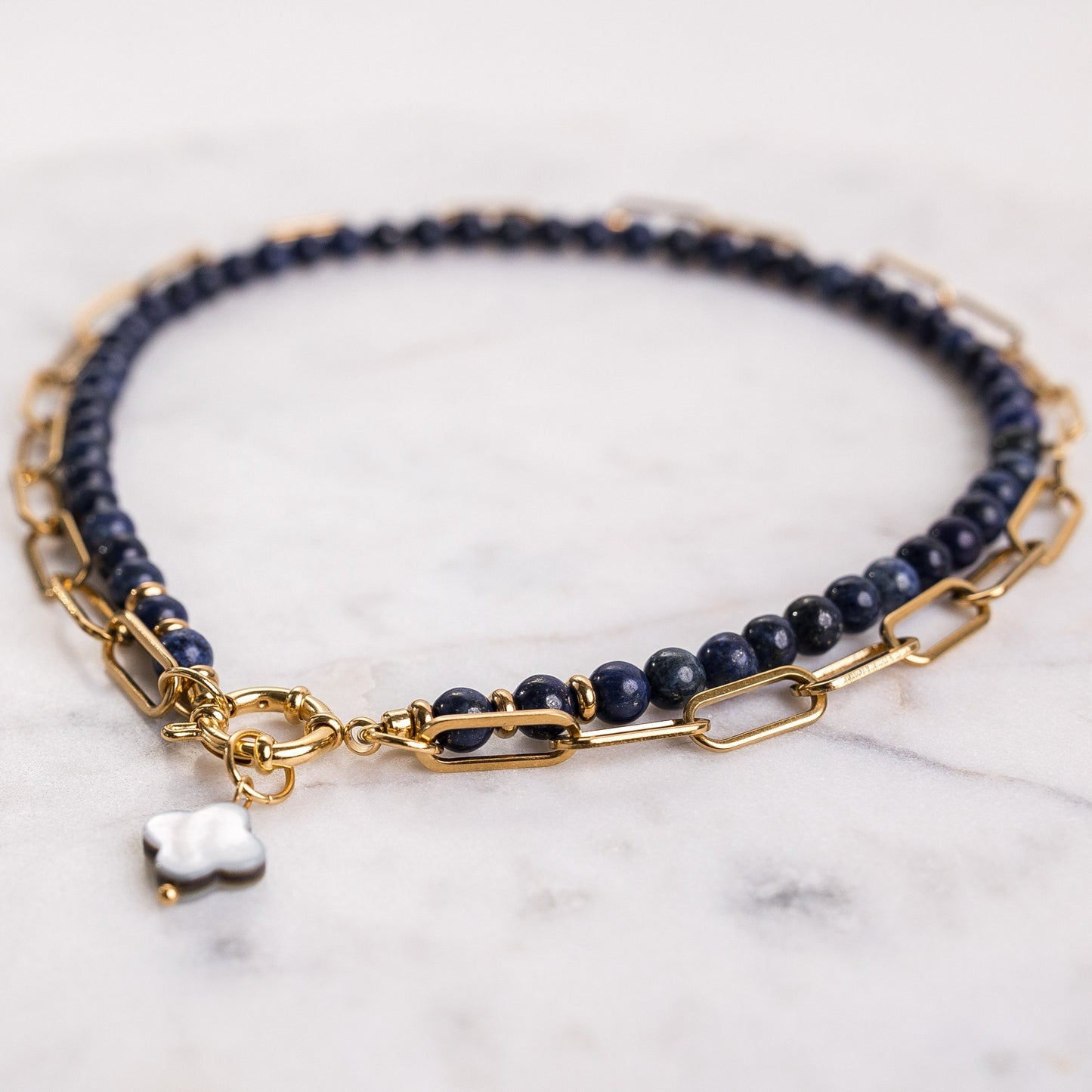 CARRIE Lapis Lazuli Necklace with Paperclip Chain