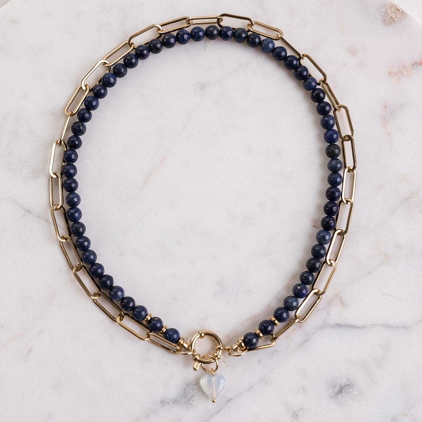 CARRIE Lapis Lazuli Necklace with Paperclip Chain