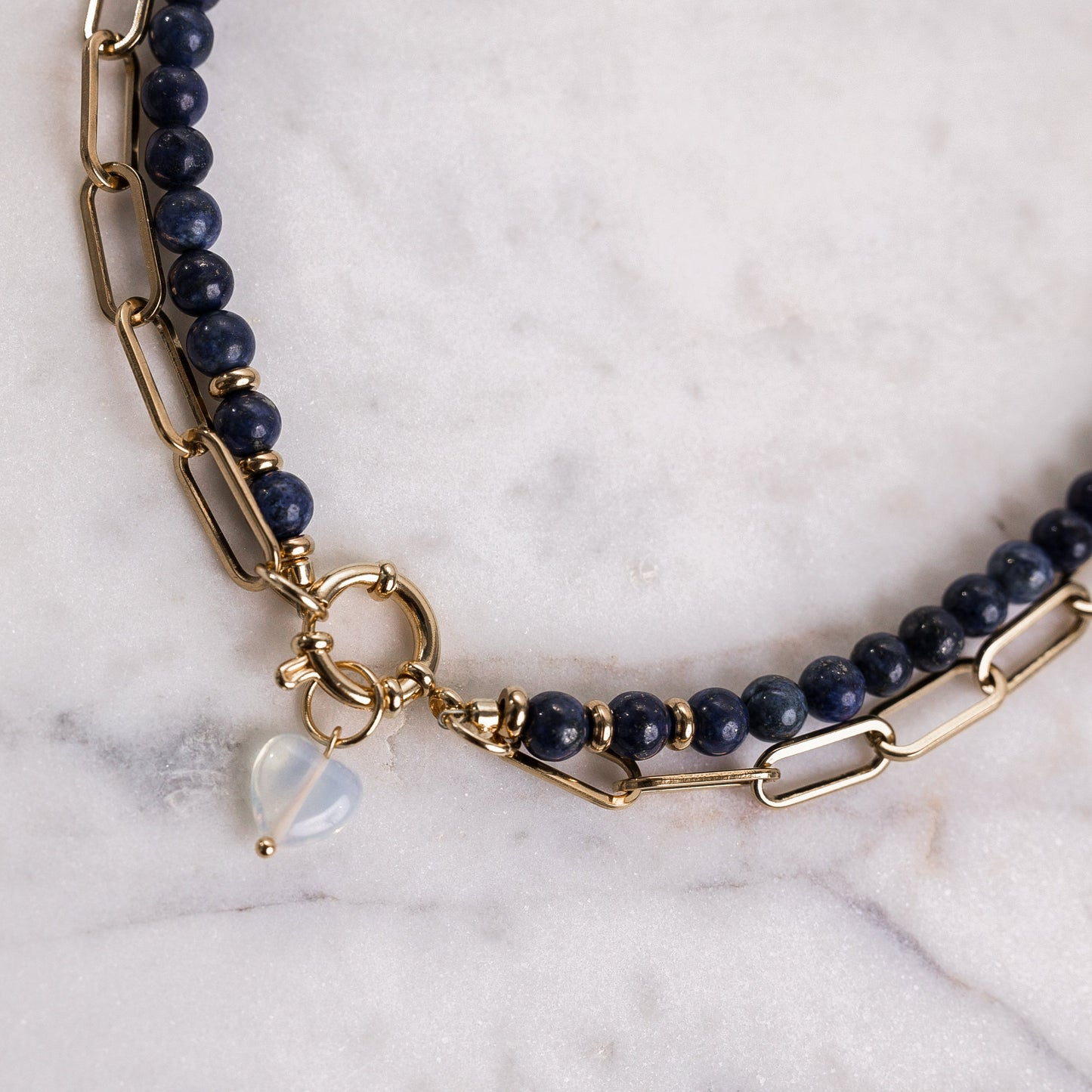 CARRIE Lapis Lazuli Necklace with Paperclip Chain
