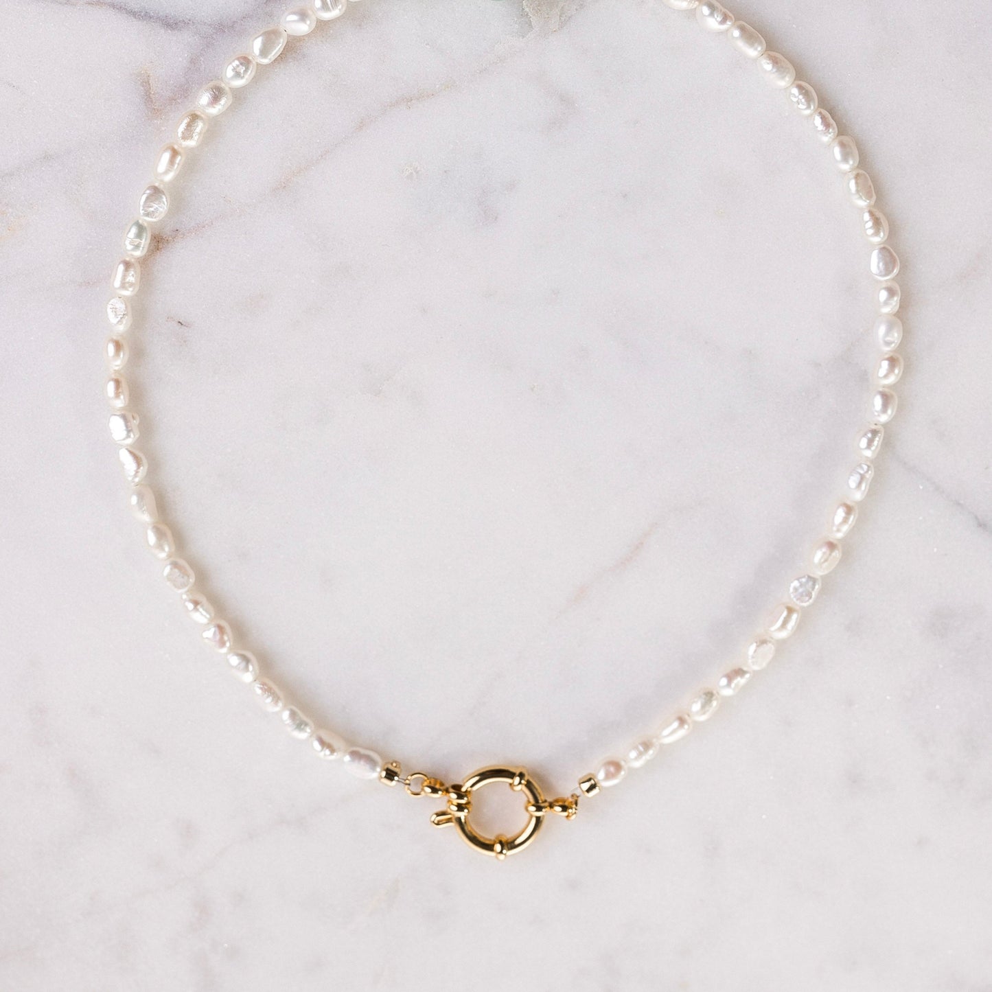 BECKY Small 3mm Rice Freshwater Pearl Necklace