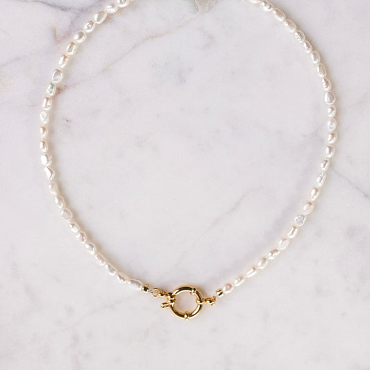 BECKY Small 3mm Rice Freshwater Pearl Necklace