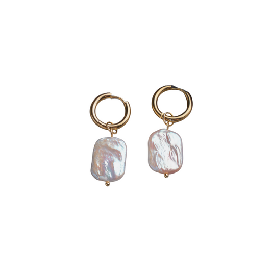 VIVI Rectangle Flat Pearl Earrings