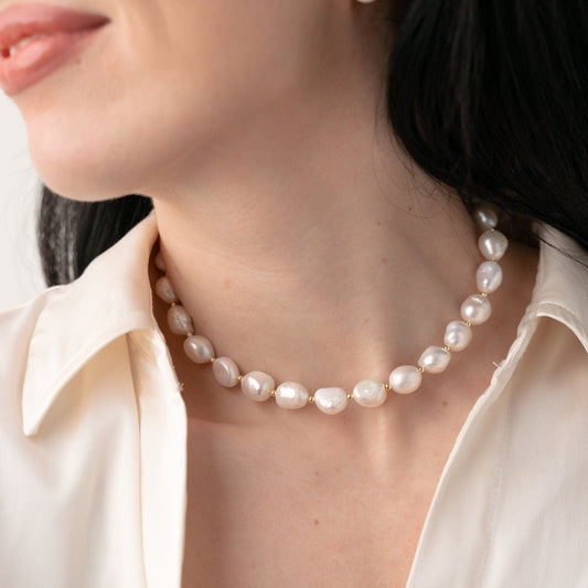 AMORA Chunky Baroque Pearl Necklace