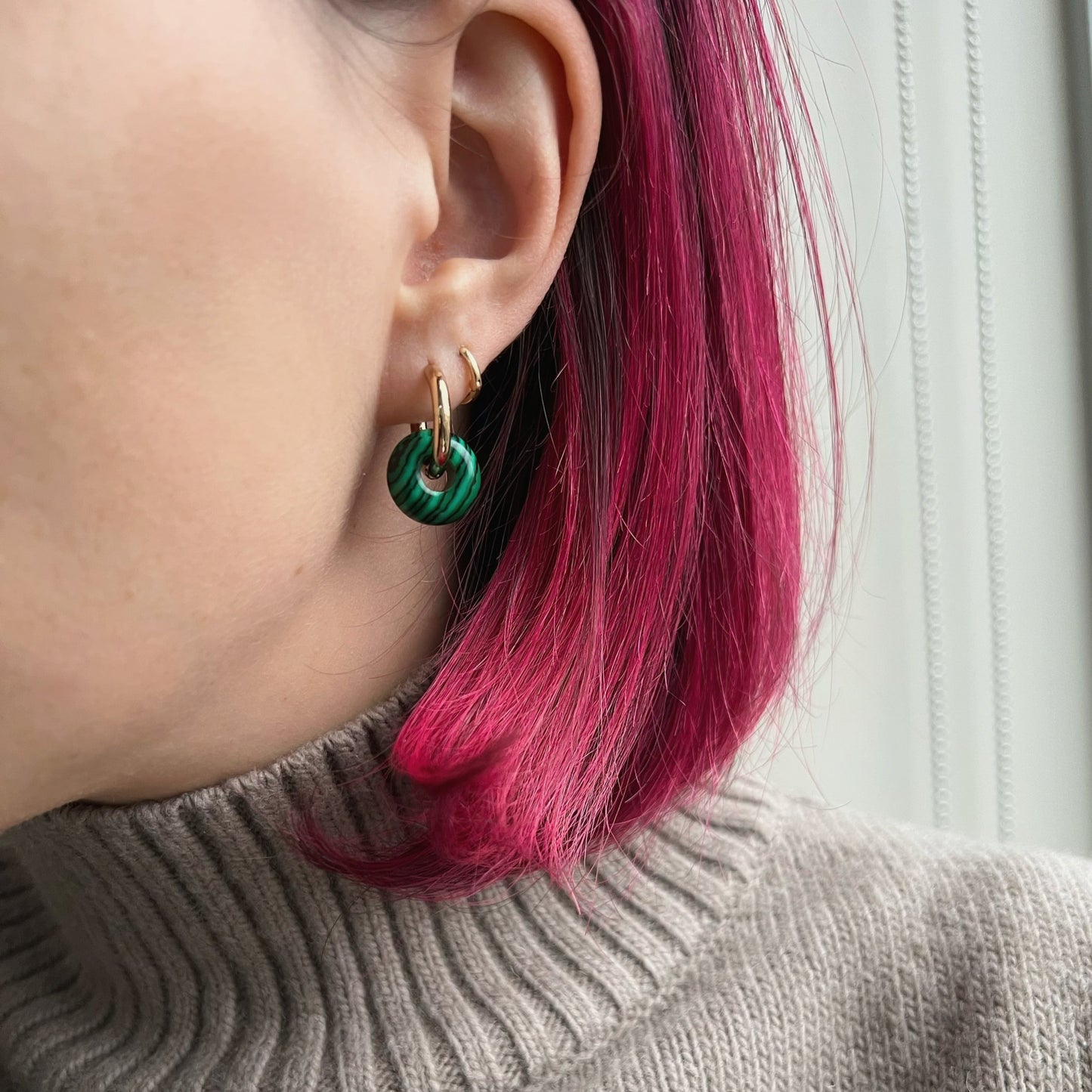 SAGE Malachite Huggie Hoop Earrings