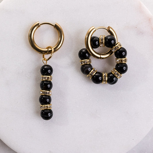 IVY 12 mm Black Onyx Huggie Hoop Earrings