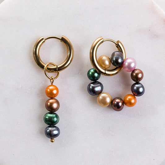 ELLE 12 mm Rainbow Baroque Pearl Earrings