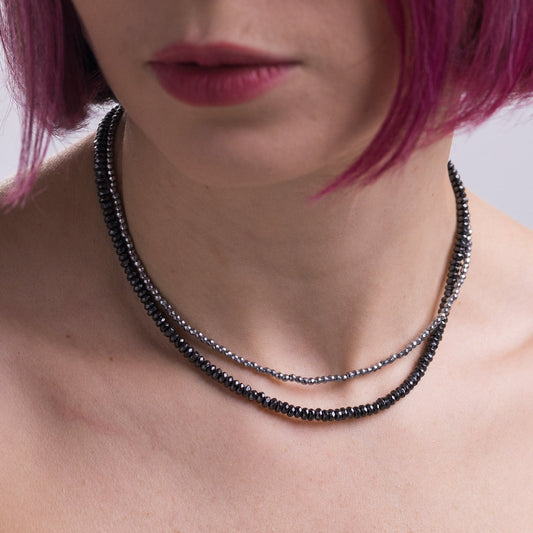 ISA 4 mm 2 mm Faceted Hematite Necklace