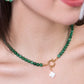 FORTUNE Green Jade Necklace with Clover Pendant