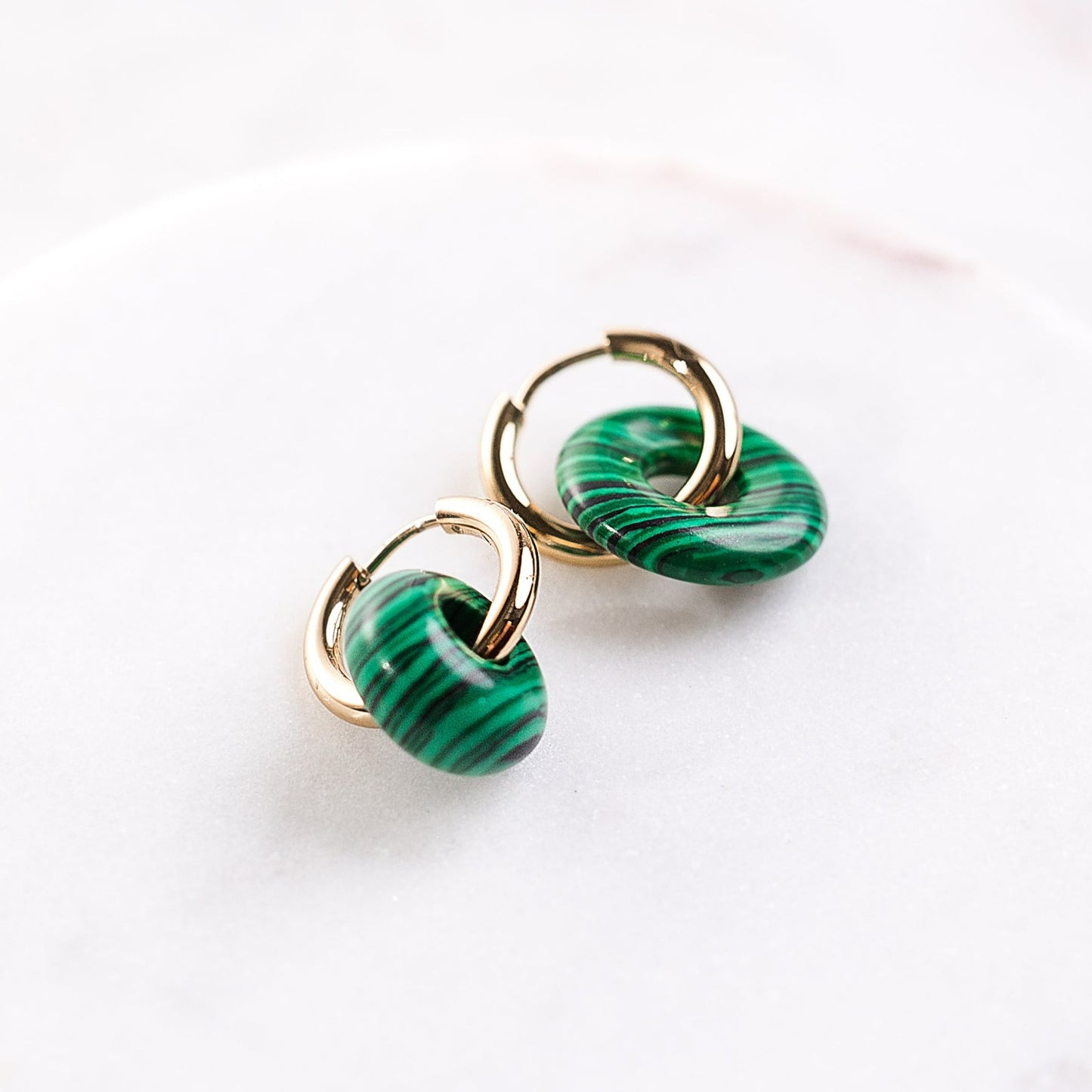 SAGE Malachite Huggie Hoop Earrings