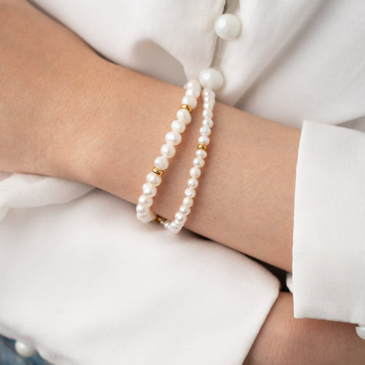 ANI Double White Freshwater Pearl Bracelet