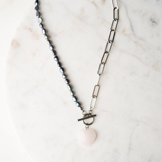 HARMONY Half Pearl Half Chain Necklace