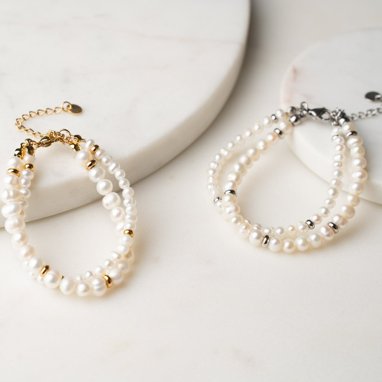 ANI Double White Freshwater Pearl Bracelet