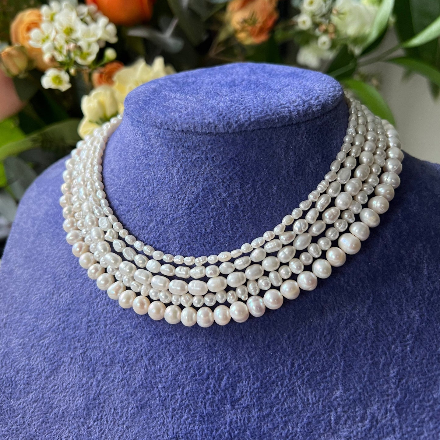 CLAM 5 Sizes Baroque Freshwater Pearl Necklace Choker