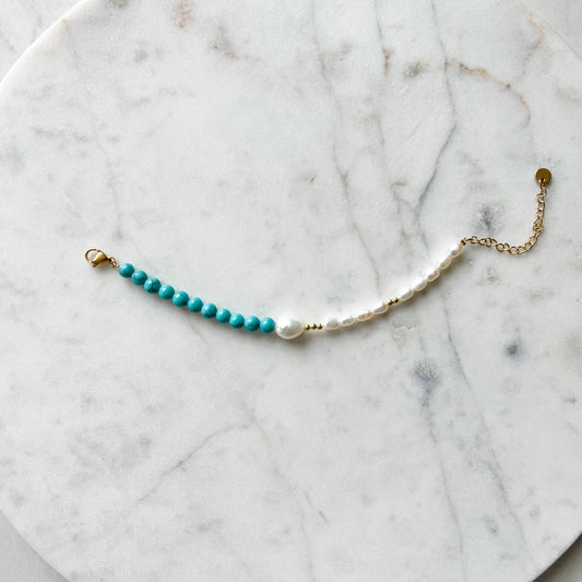 SKY MINI 6 mm Turquoise Bracelet with Pearls