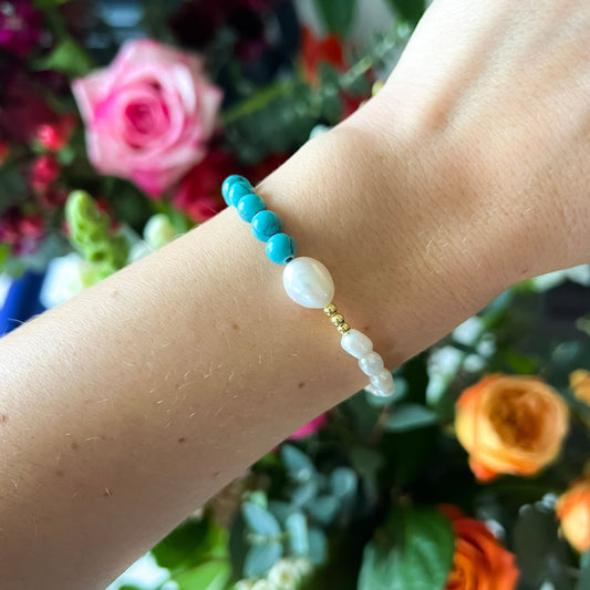 SKY MINI 6 mm Turquoise Bracelet with Pearls